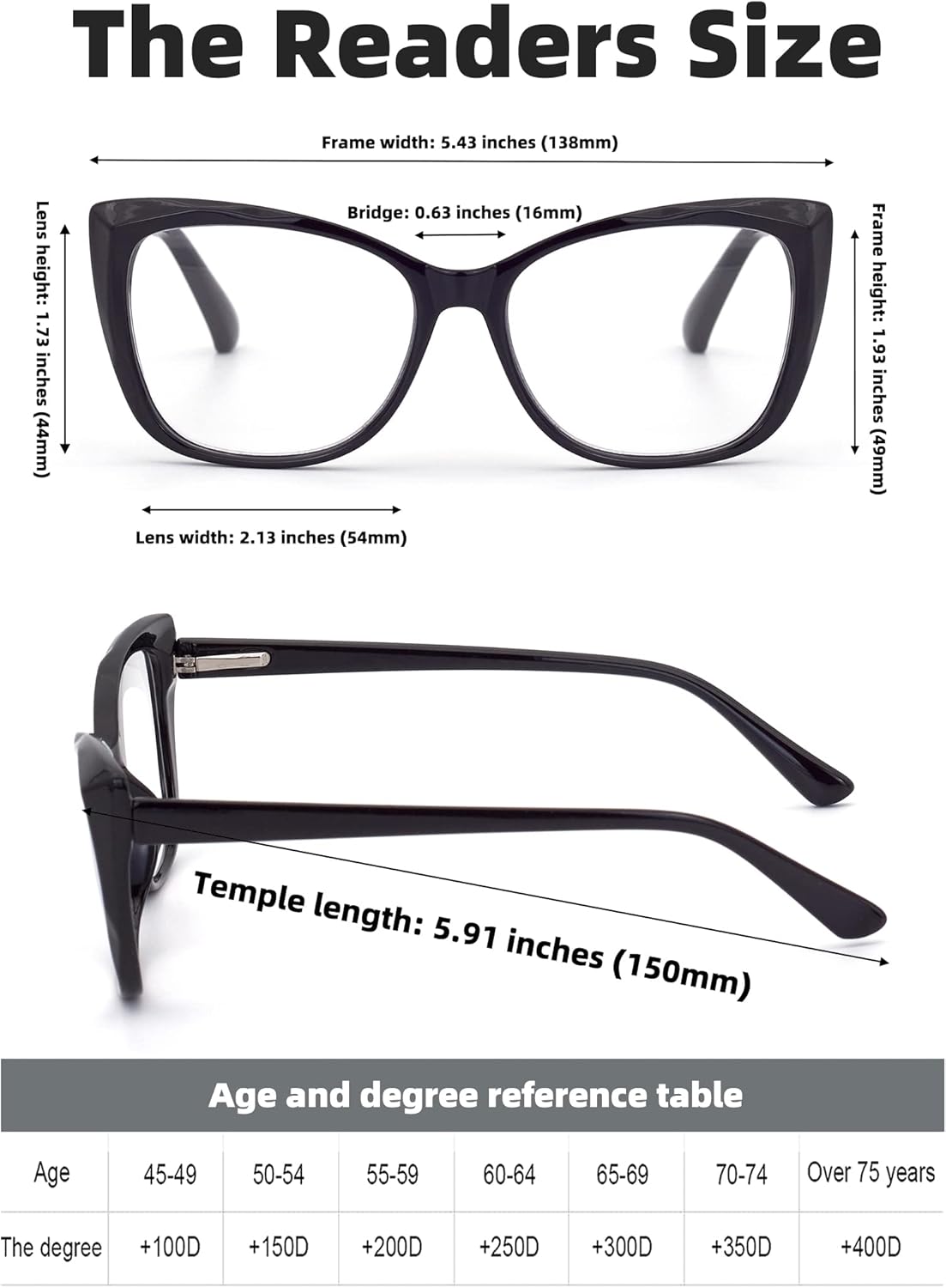 Autojouls Paquete de 3 lentes de lectura para mujer, estilo Oprah, con bisagra de resorte, lentes transparentes