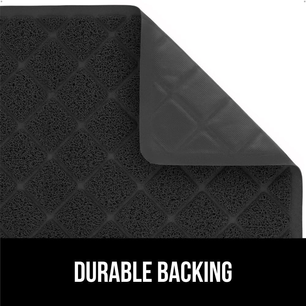 Gorilla Grip – Tapete grueso para arena de gato, 24 x 17, menos residuos, atrapa suciedad, se mantiene en su sitio, suave para las patas, limpieza
