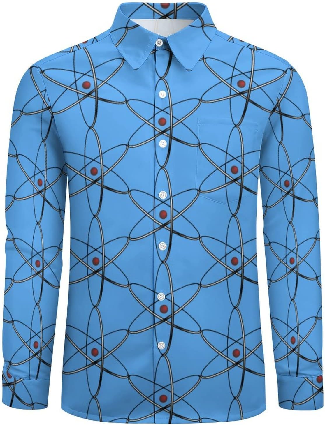 Physics Science Long Sleeve Shirts for Men Button Up Loose Fit Shirt Casual Blouse Top