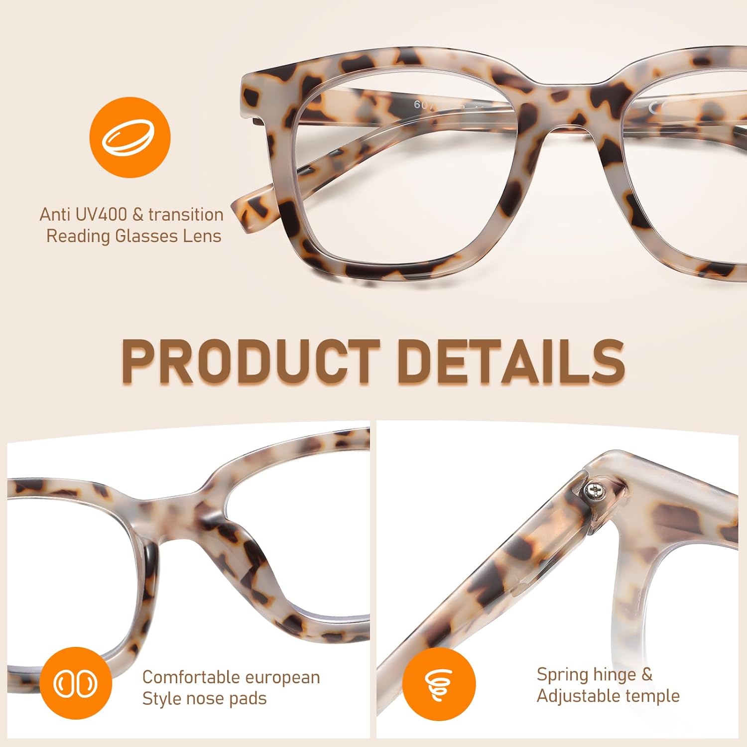 LKEYE Gafas de lectura de gran tamaño para las mujeres con bloqueo de luz azul cuadrado lector de computadora elegante irrompible grandes gafas