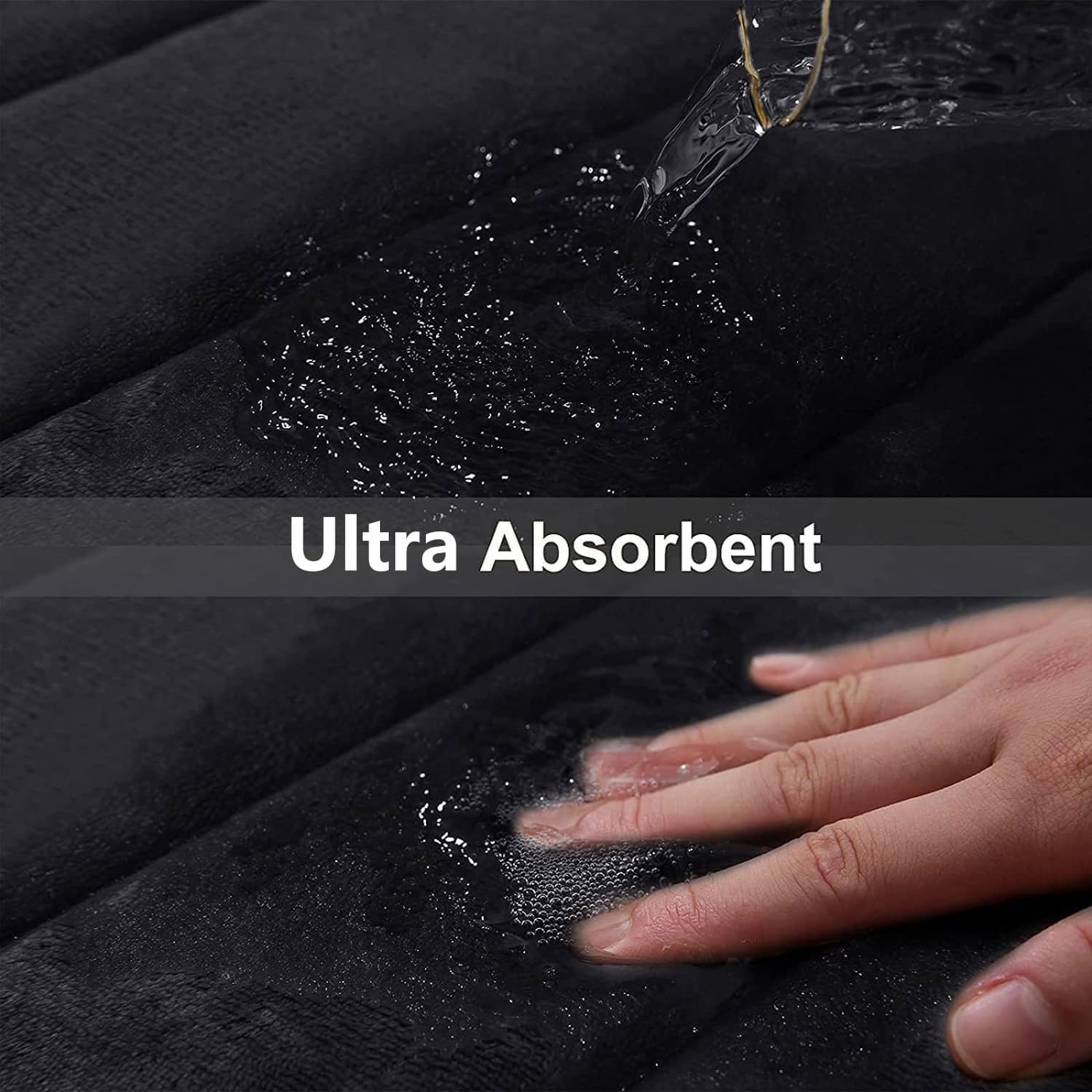 Buganda Juego de 2 tapetes de baño de espuma viscoelástica y tapete para inodoro en forma de U, lavable a máquina, suave, antideslizante,