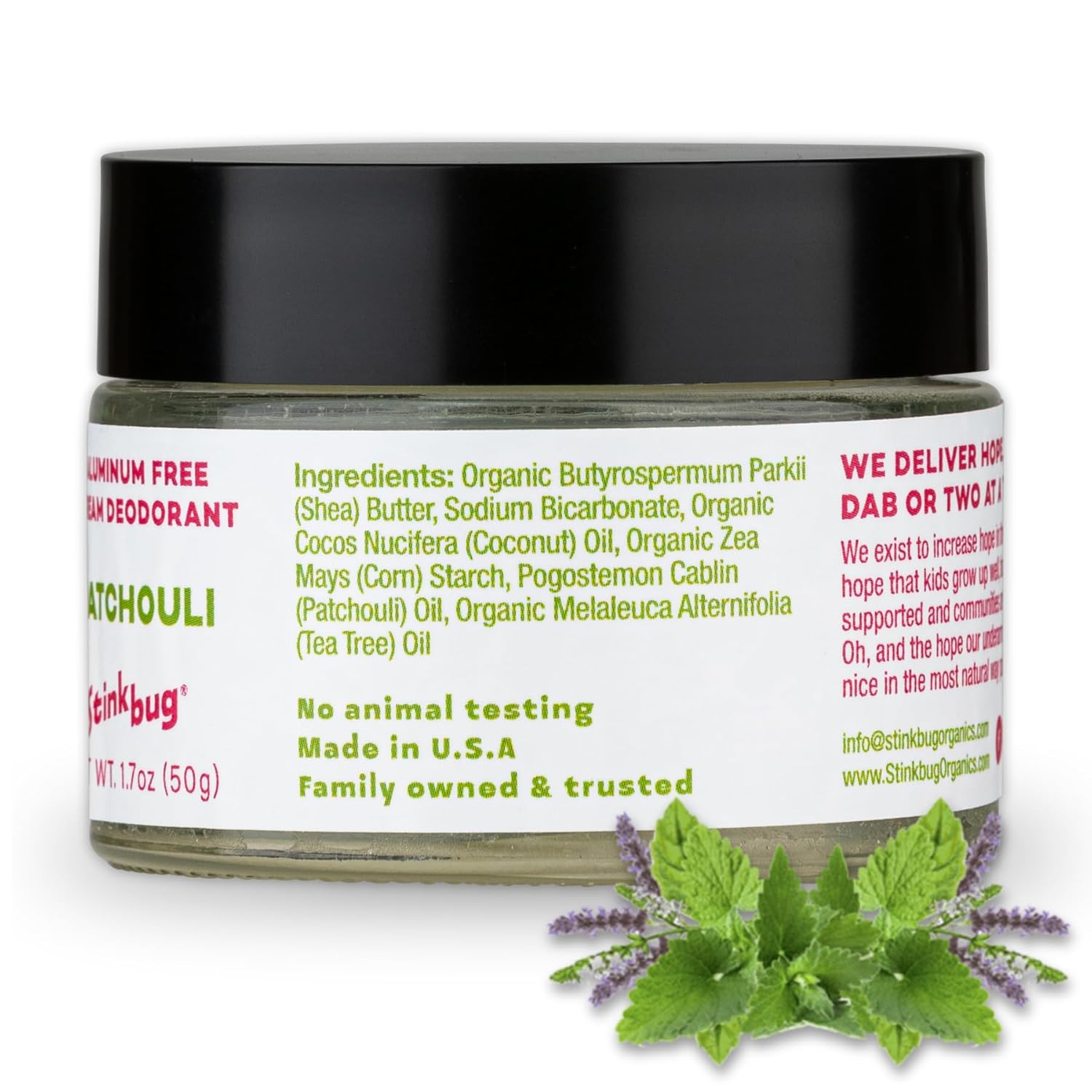 Stinkbug Desodorante en crema natural con manteca de karité orgánica y aceite de coco, desodorante sin aluminio para mujeres y hombres, 1.7 onzas,