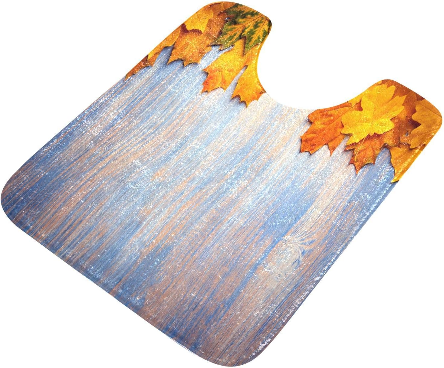 Bathroom Rugs Sets 2 Piece 24×16+24×20 Inch,Soft U-Shaped Contour Toilet Rug Yellow Maple Leaf Non-Slip Absorbent Bath Floor Mat Carpet Set Water
