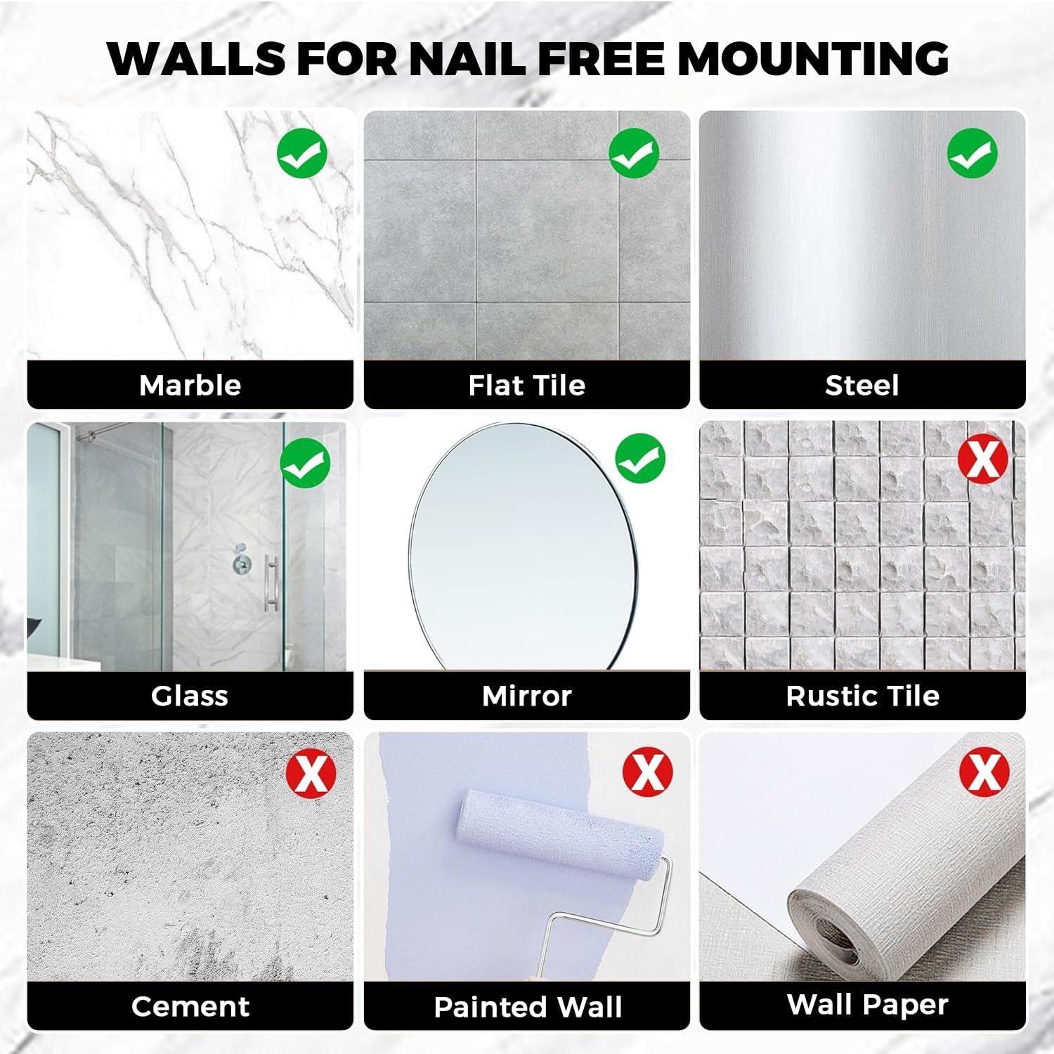 Nidouillet Dispensador de champú y acondicionador de pared, dispensador de jabón de ducha de 3 cámaras, dispensador adhesivo montado en la pared,