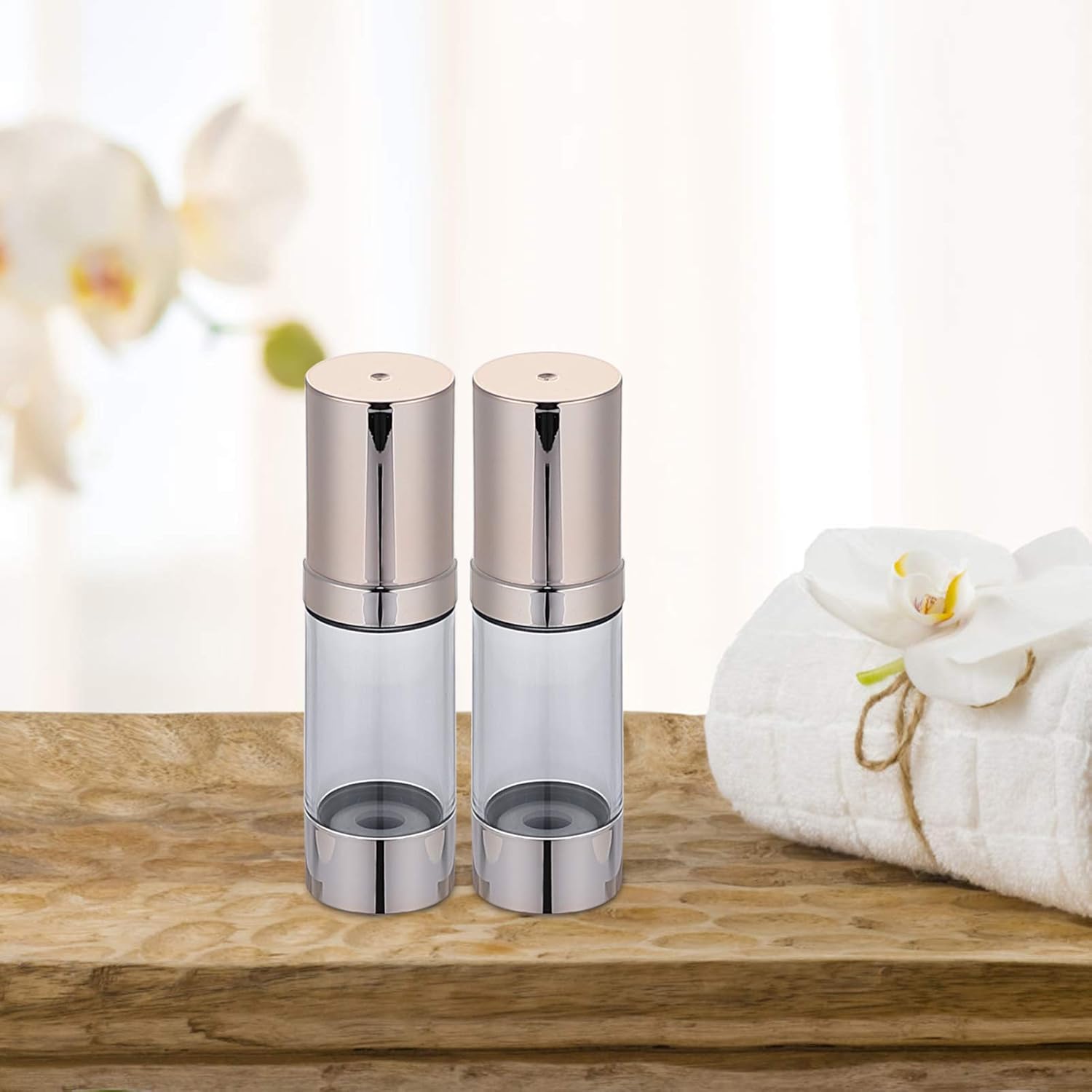 Exceart 6 botellas de plástico de viaje con aerosol, vacío, rellenable, reutilizable, bomba de líquido, dispensador cosmético, para artículos de
