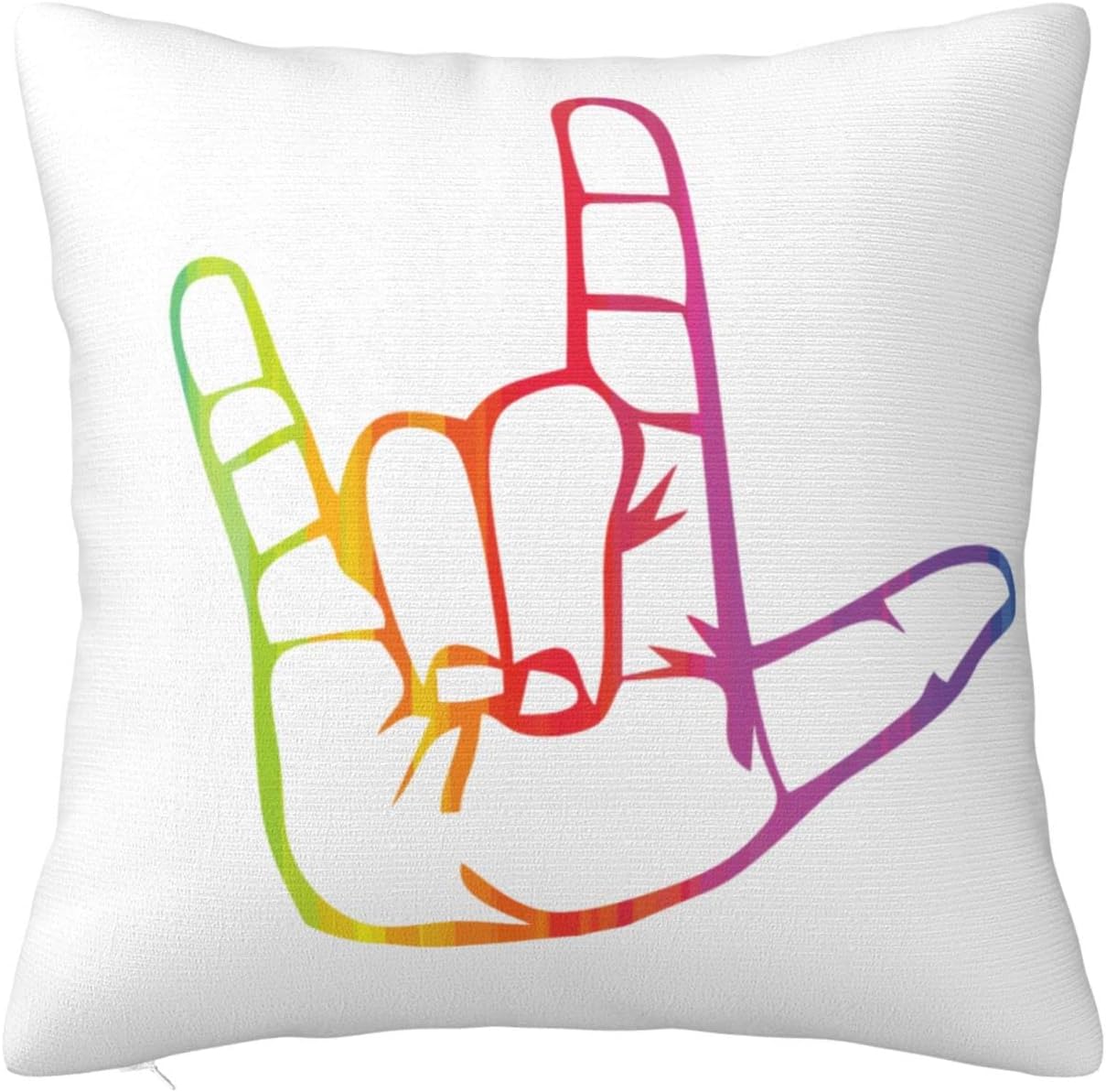 ASL – Funda de almohada decorativa con texto en inglés “I Love You” de doble cara para sofá