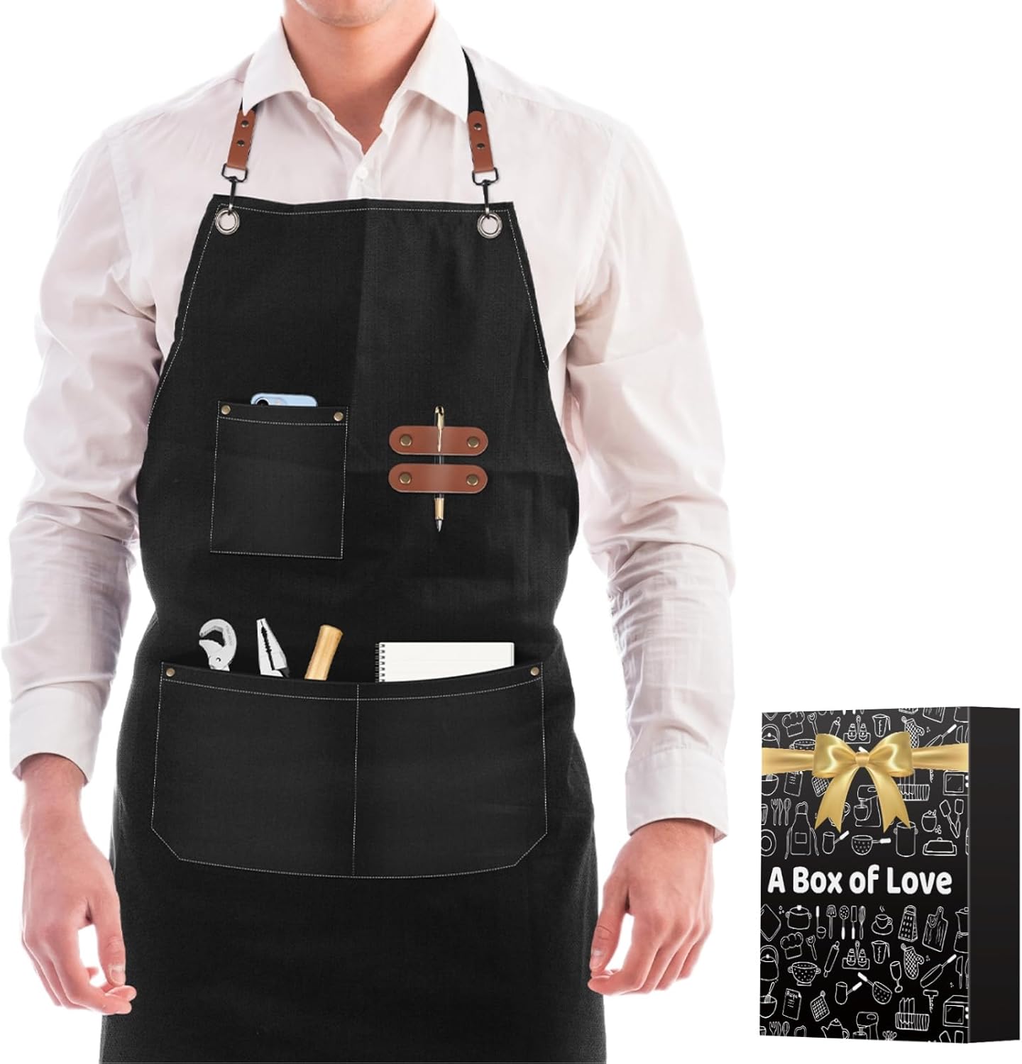 Delantal de cocina para hombres y mujeres, regalos del día de San Valentín para él, correa ajustable para el cuello, delantal de barbacoa, delantal