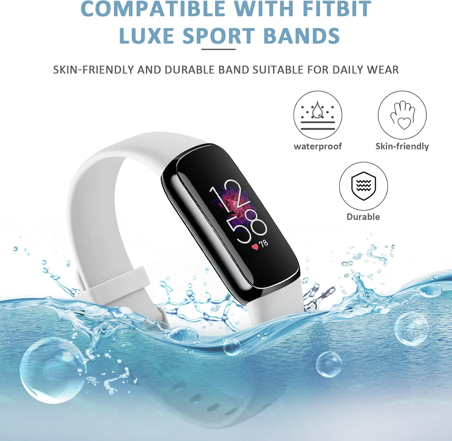 AK Correa deportiva compatible con bandas Fitbit Luxe para mujeres y hombres, correas deportivas de repuesto de silicona suave para Fitbit Luxe