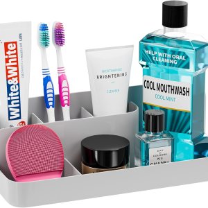 VITVITI Porta cepillos de dientes para baño, organizador de baño, encimera, organizador de encimera de baño con 5 compartimentos de almacenamiento VITVITI Porta cepillos de dientes para baño, organizador de baño, encimera, organizador de encimera de baño con 5 compartimentos de almacenamiento
