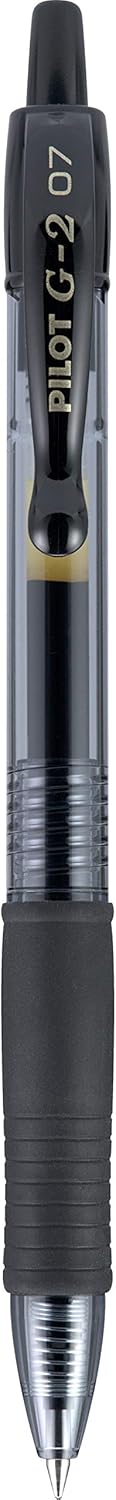 Pilot – Bolígrafos en gel G2, con punta rodante, recargables y retráctiles de alta calidad, punta fina, tinta negra, una unidad (31026)