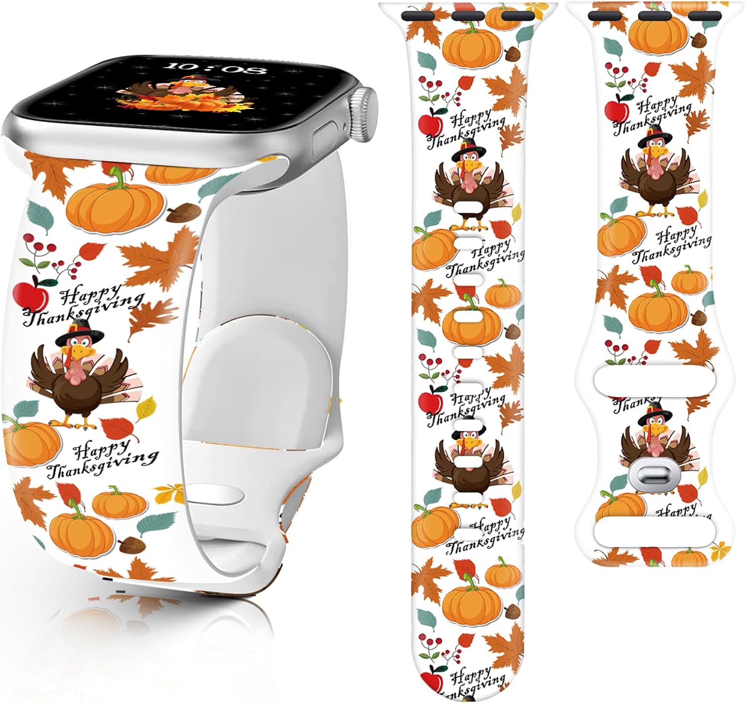 Correa de reloj de Navidad y Halloween para Apple Watch, correa de silicona impresa de repuesto para iWatch 1 2 3 4 5 6 7 8 Ultra 1.496 in 1.575 in