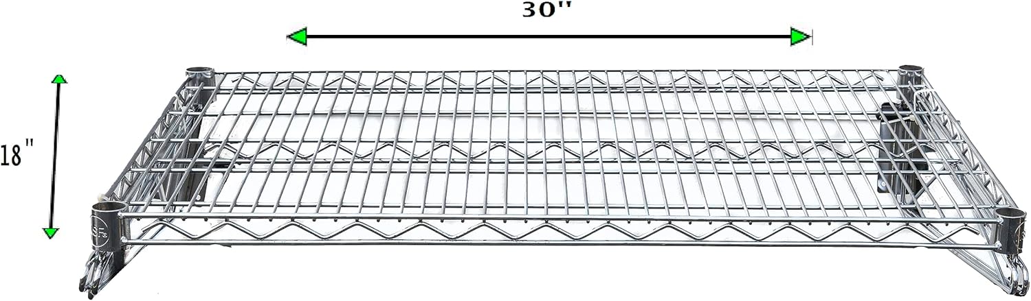 Estante de pared de almacenamiento de alambre cromado resistente (18 x 30 pulgadas)