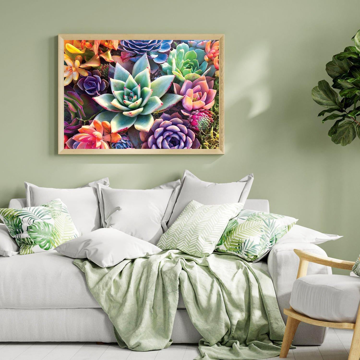 Aestalrcus Pintura por números grande para adultos, suculenta acrílica para adultos, kits de pintura por números sobre lienzo, 16 x 24 pulgadas,