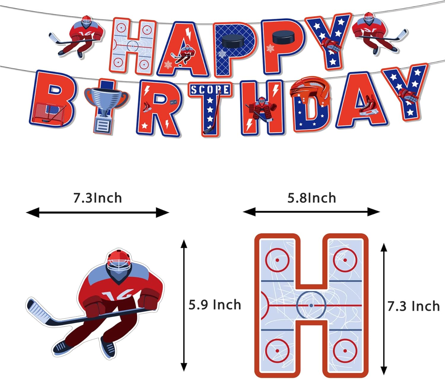 Decoración de fiesta de cumpleaños de hockey sobre hielo, suministros de fiesta de hockey sobre hielo, incluye pancarta de feliz cumpleaños, globos