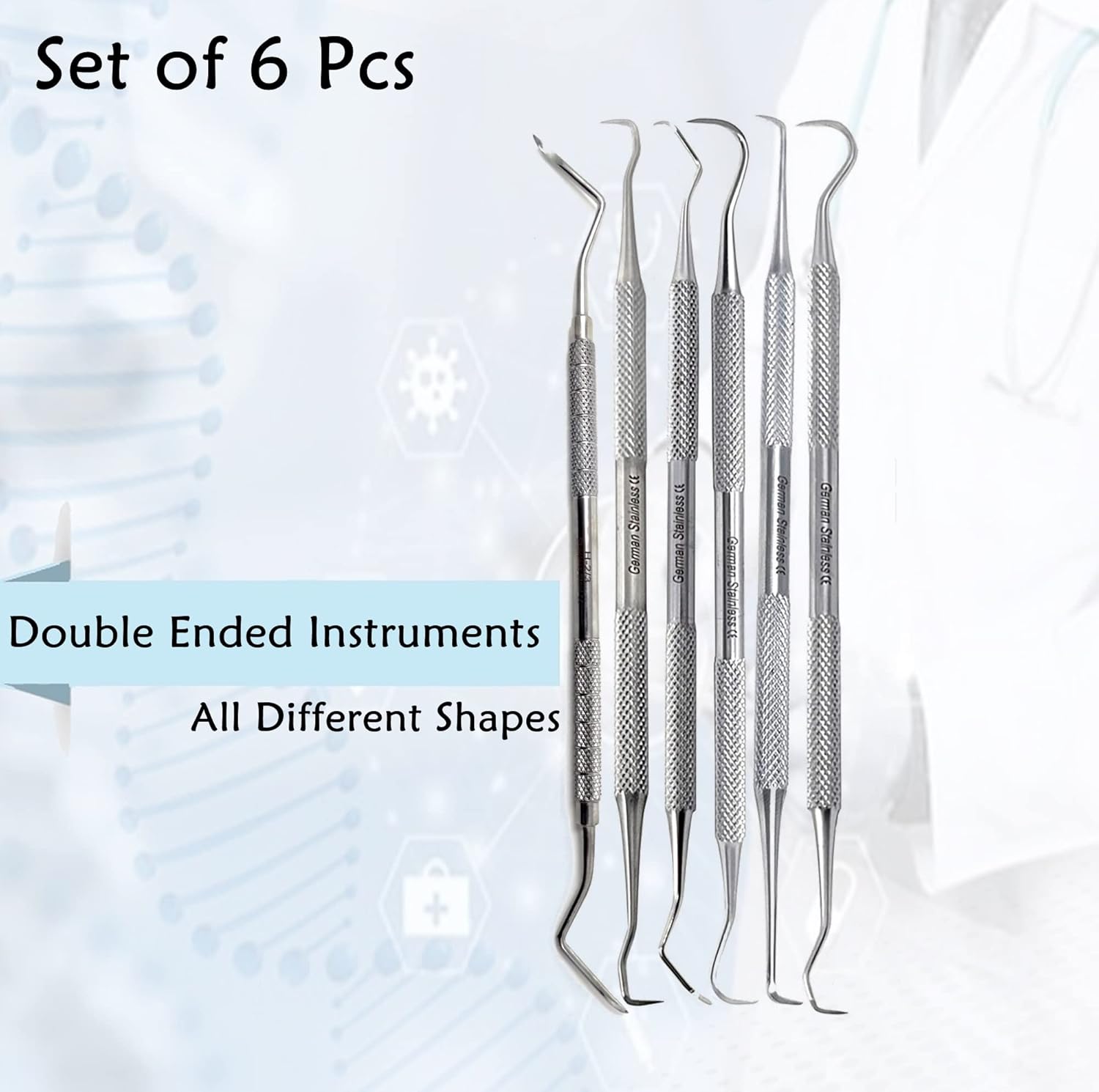Herramientas dentales profesionales, kit de cuidado bucal, kit de higiene dental de acero inoxidable con raspador de dientes, pinzas para sarro,
