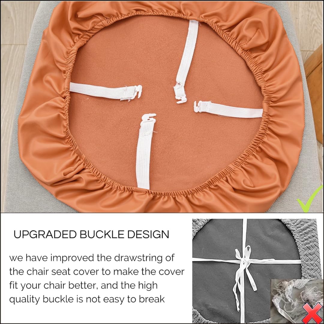 SearchI Fundas de asiento impermeables de piel sintética para sillas de comedor, paquete de 6 fundas de asiento elásticas de piel sintética para