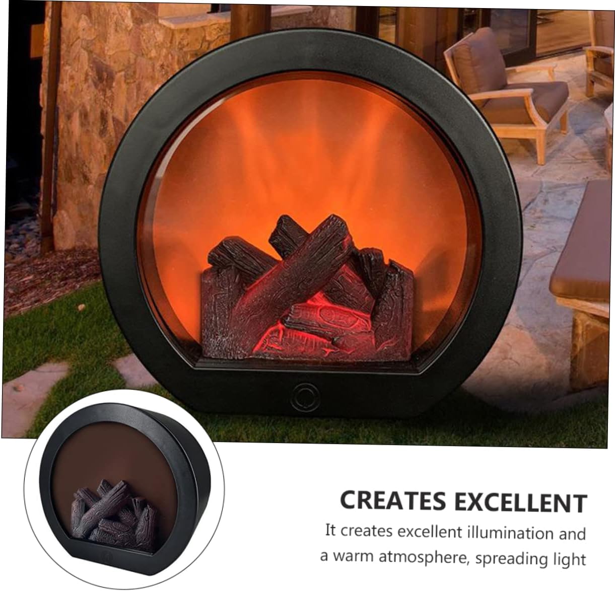 Angoily Lámpara de viento de chimenea simulada Luz de escritorio Lámpara de llama artificial Luz nocturna cálida Chimenea de imitación LED
