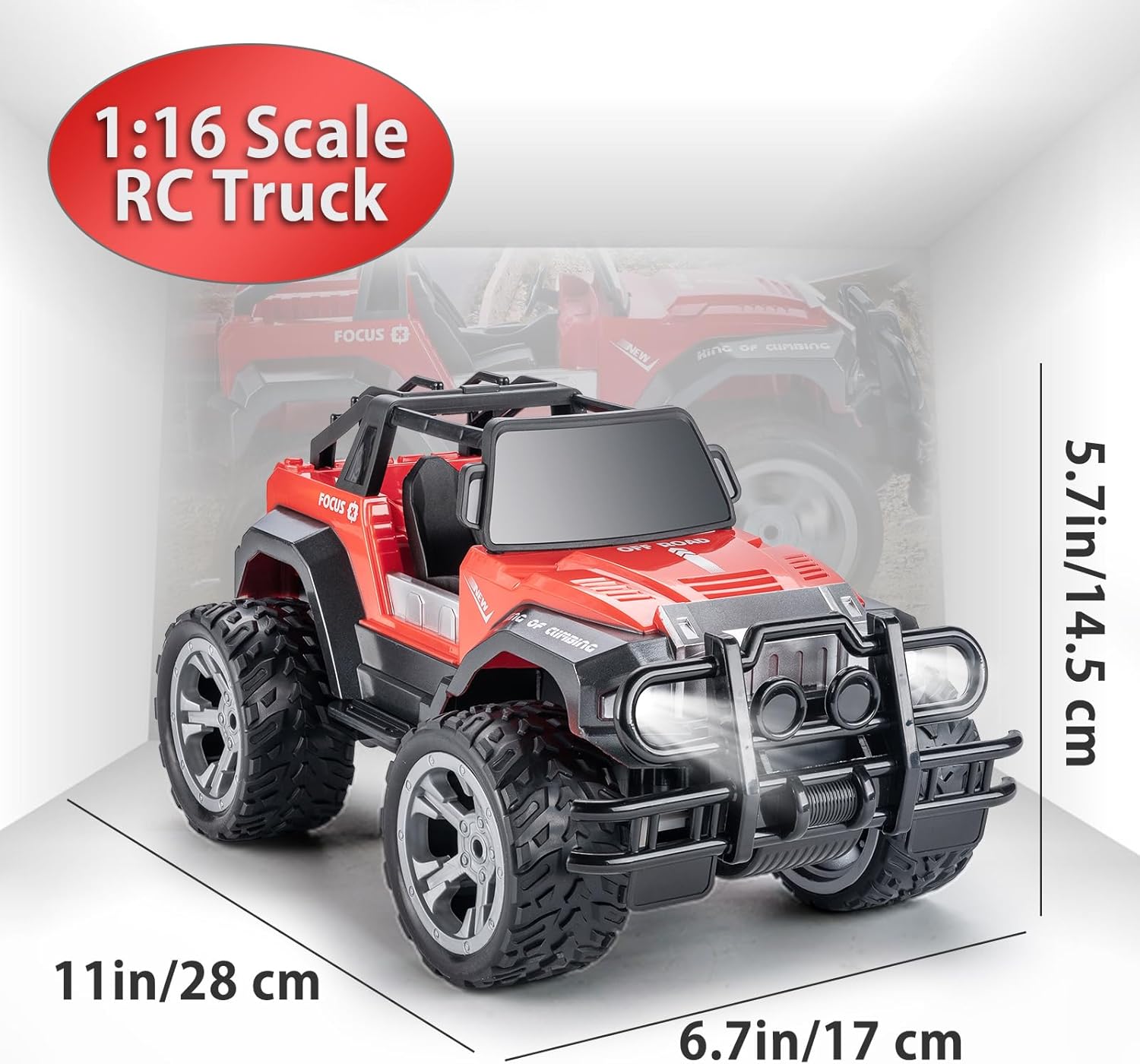 Carox Auto a control remoto para niños, camión de control remoto 116 con faro delantero y estuche de almacenamiento, 80 minutos de reproducción,