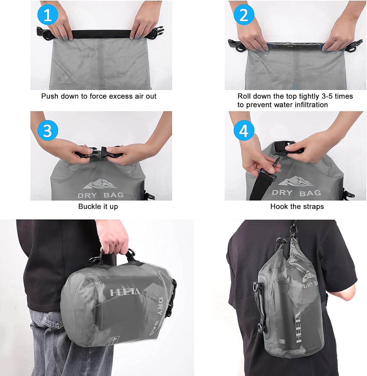 HEETA Báscula de pescado con pantalla LCD retroiluminada con bolsa seca impermeable para mujeres y hombres