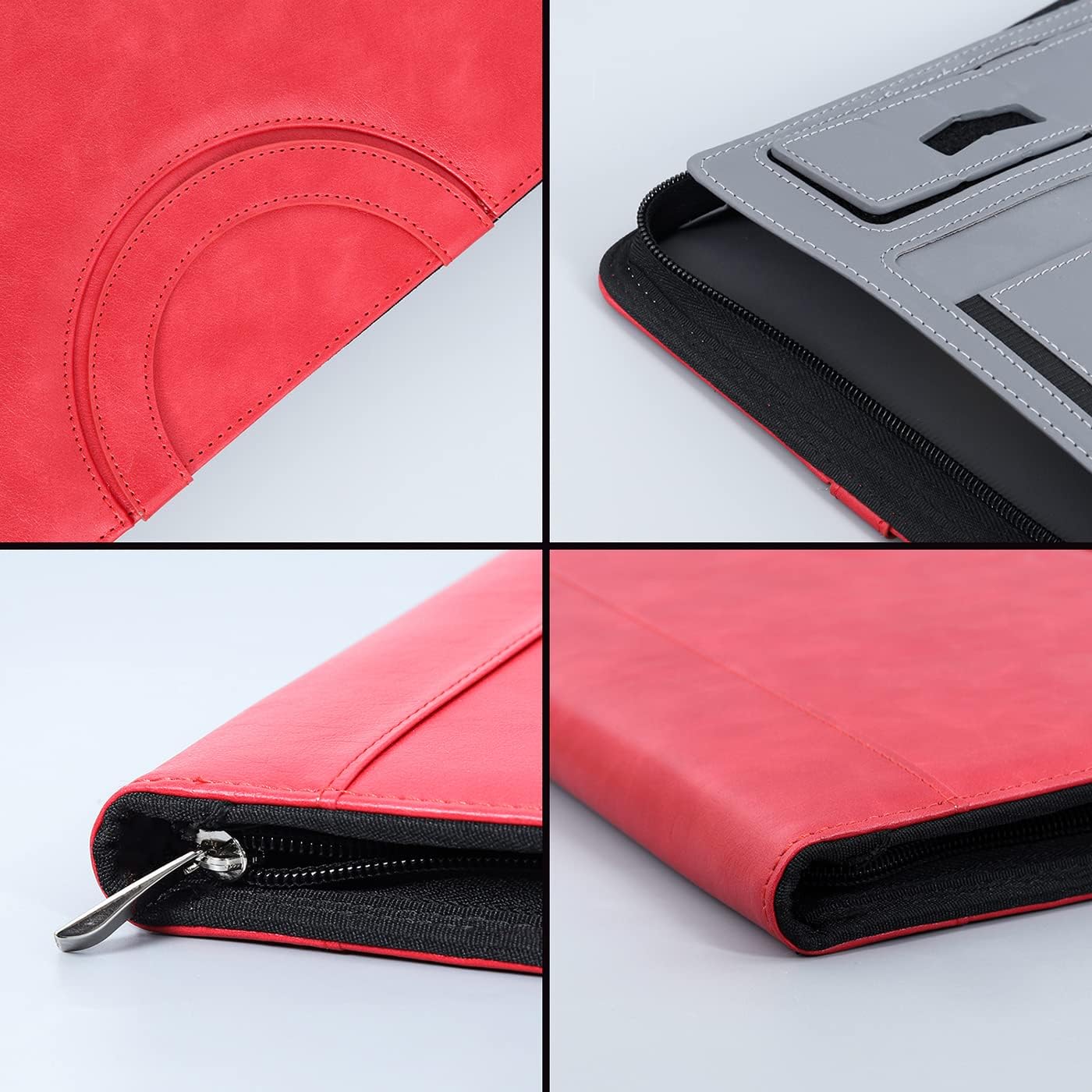 Carpeta de cuero con cremallera para mujereshombres, cartera de negocios con asa oculta, organizador de conferencias de 13.5 x 10.1 pulgadas,