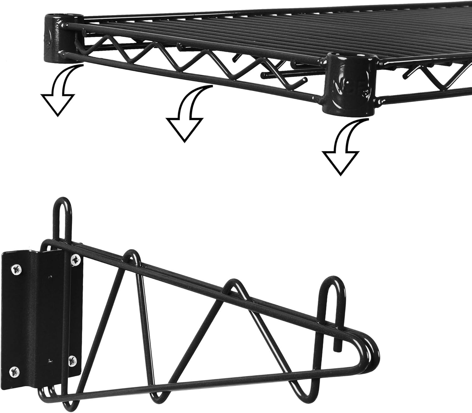 Estante de alambre para montaje en pared (epoxi negro, 14 pulgadas de profundidad x 24 pulgadas de ancho)