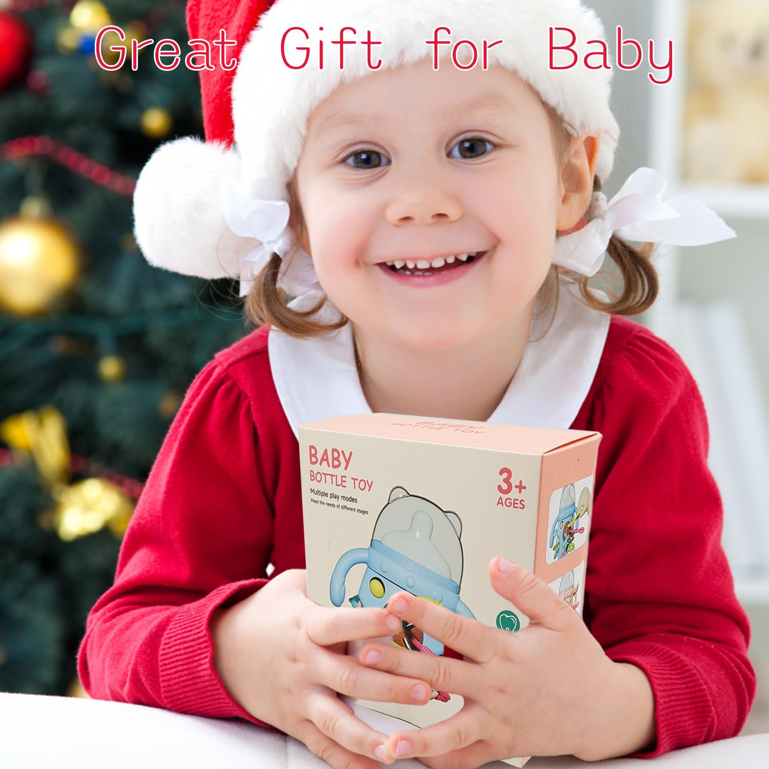 LBKJOE Montessori – Juguete para bebés de 18 meses en adelante, bonita forma de botella, juguetes sensoriales para dentición con sonajeros para