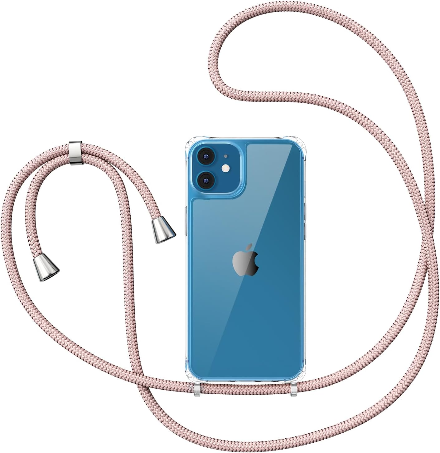ZTOFERA Compatible con iPhone 12iPhone 12 Pro, funda transparente con cordón ajustable, TPU suave y delgada, a prueba de golpes, funda cruzada para