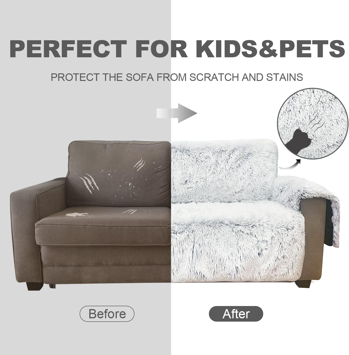 Funda acolchada para sofá y muebles, funda resistente al agua fácil de instalar, protector antideslizante avanzado para niños, perros, gatos (sillón