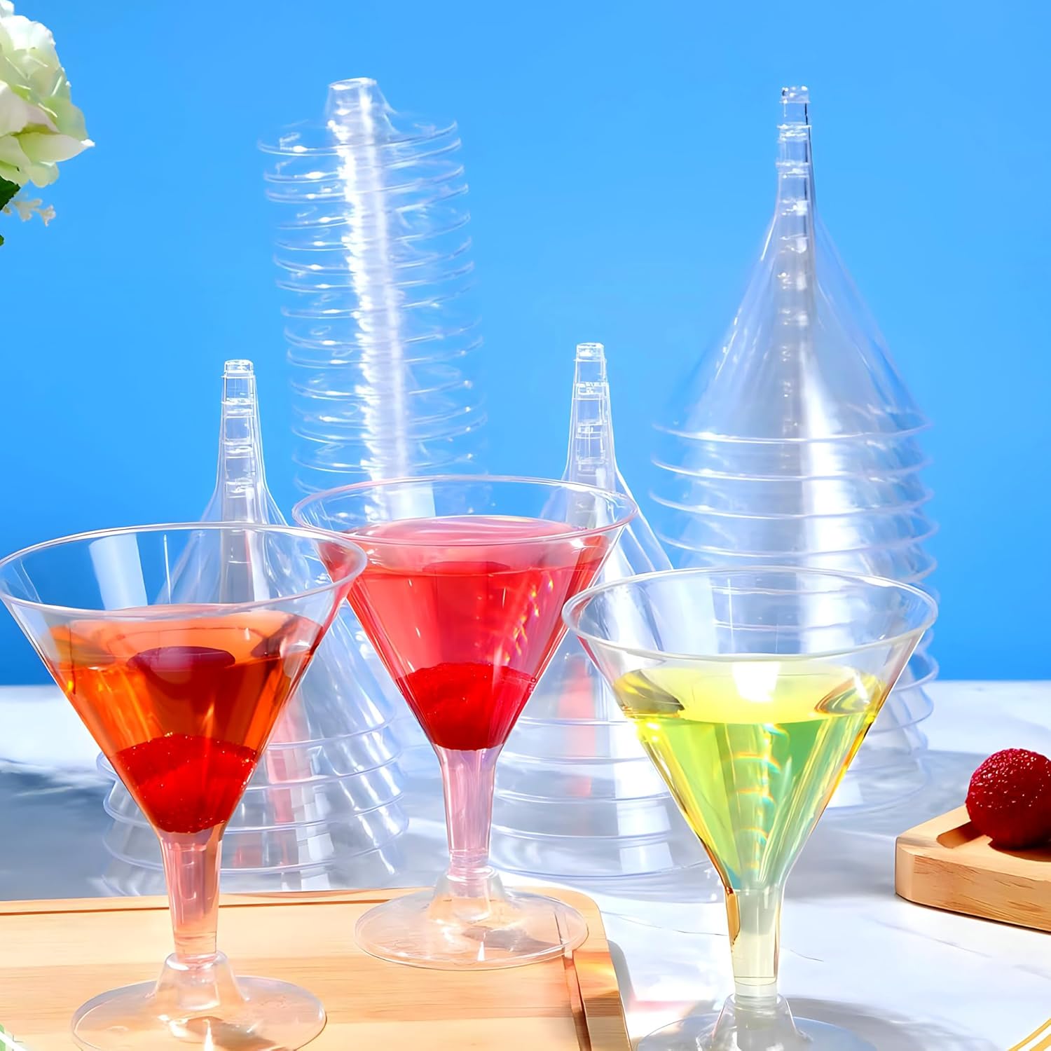 Elegantes tazas de Martini de plástico transparente, 6 onzas (6 unidades) – Vasos de cóctel de plástico de alta calidad y vasos de fiesta,