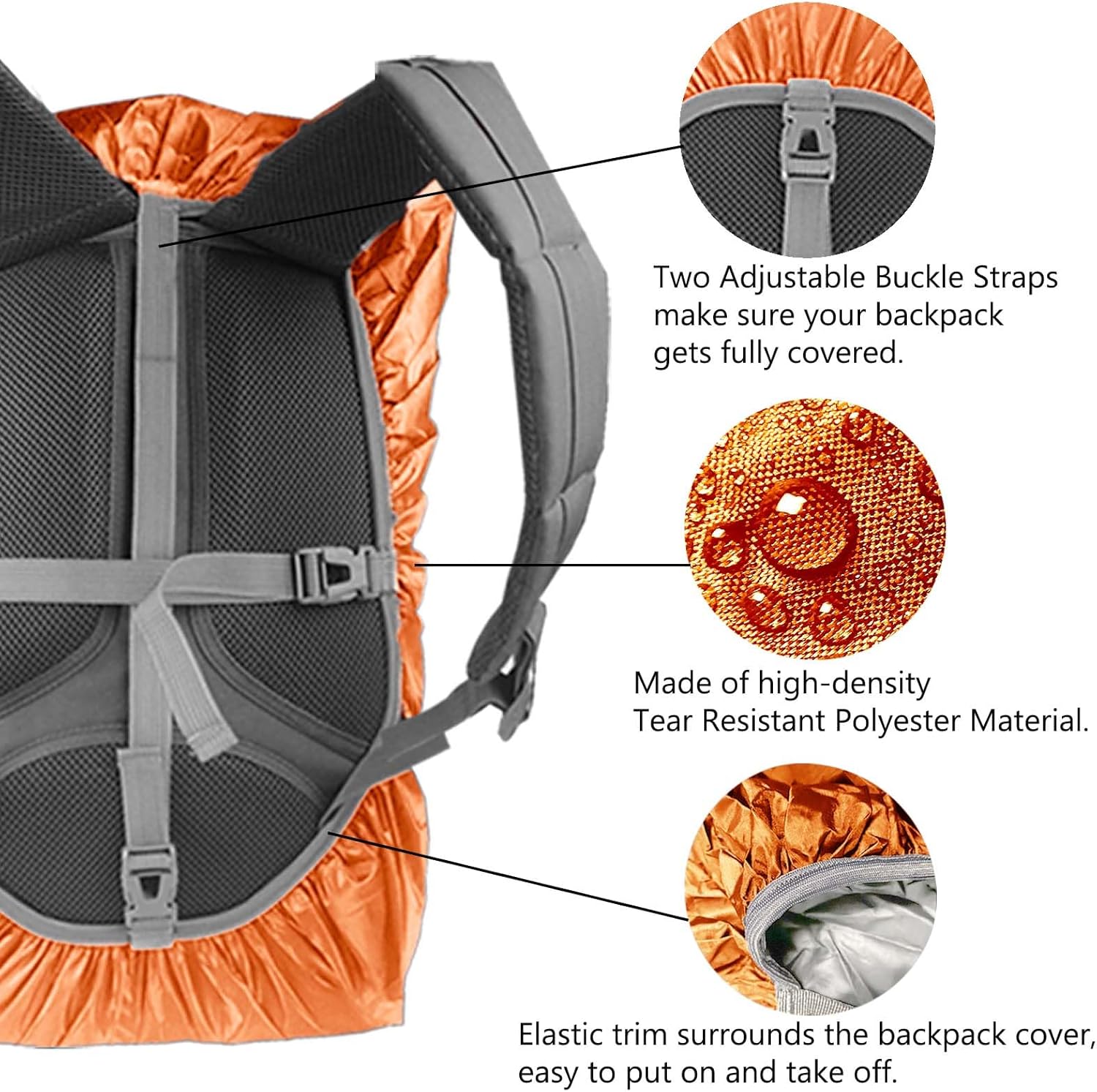 Frelaxy Funda impermeable para mochila, triple impermeabilidad, correa antideslizante con hebilla cruzada, ultraligera y compacta, portátil, para