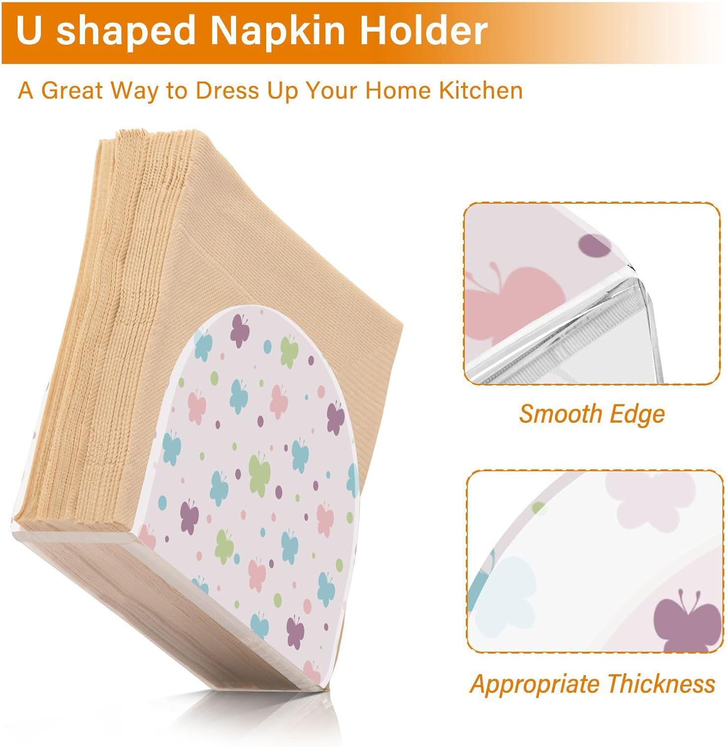 Napkin Holder Cute Bowknot Butterfly Napkin Holders for Tables, Clear Acrylic Napkin Holders Cocktail Napkin Holder for Kitchen Restaurant Bar Home