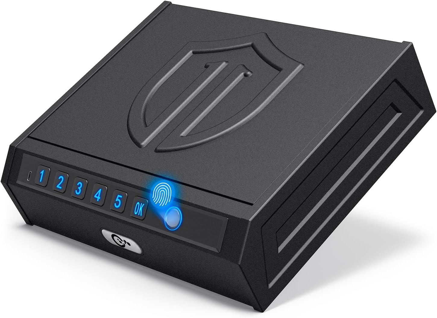 Gun Safe Biometric Handgun Safe, Fingerprint Pistol Safe 3-Ways Quick-Access Gun Safes for Pistols with Key and Keypad, Gun Lock Box for Pistols