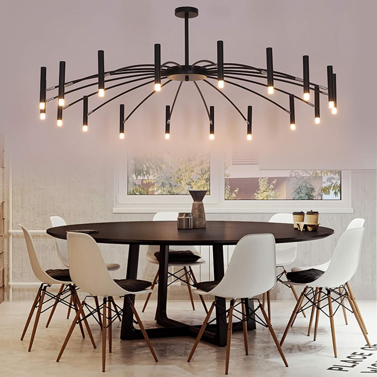 Candelabro negro, 18 luces modernas industriales nórdicas de metal para comedor, accesorios de iluminación colgantes, sala de estar, vestíbulo,