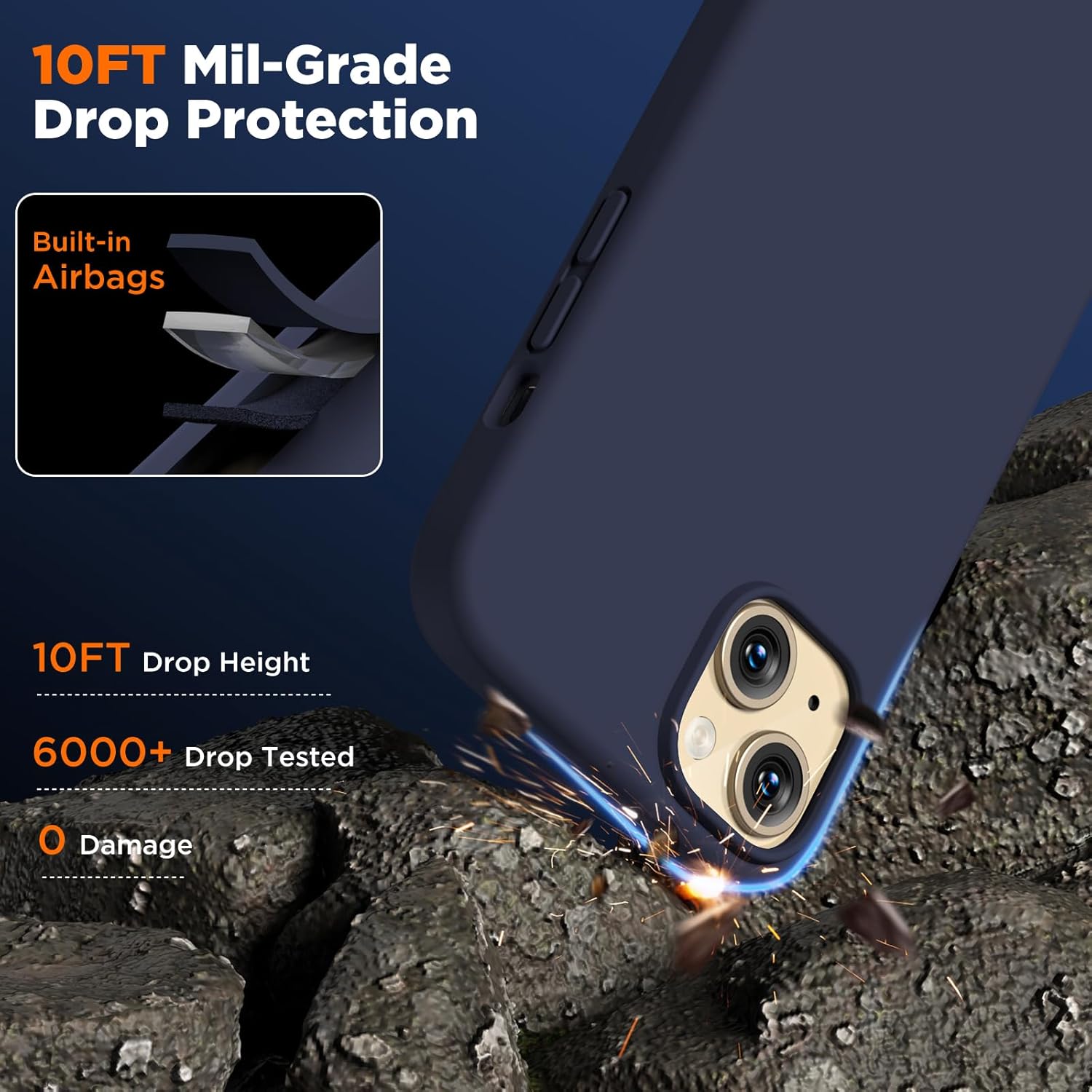 Compatible con iPhone 15, funda de silicona líquida, funda protectora de cuerpo completo a prueba de golpes forro de microfibra suave, funda delgada