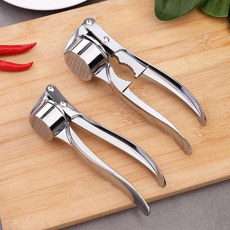 3 en 1 Multifuncional Acero Inoxidable Prensa de Ajo de Acero Inoxidable Trituradora de Ajo Abrebotellas Abrebotellas para uso en la cocina en