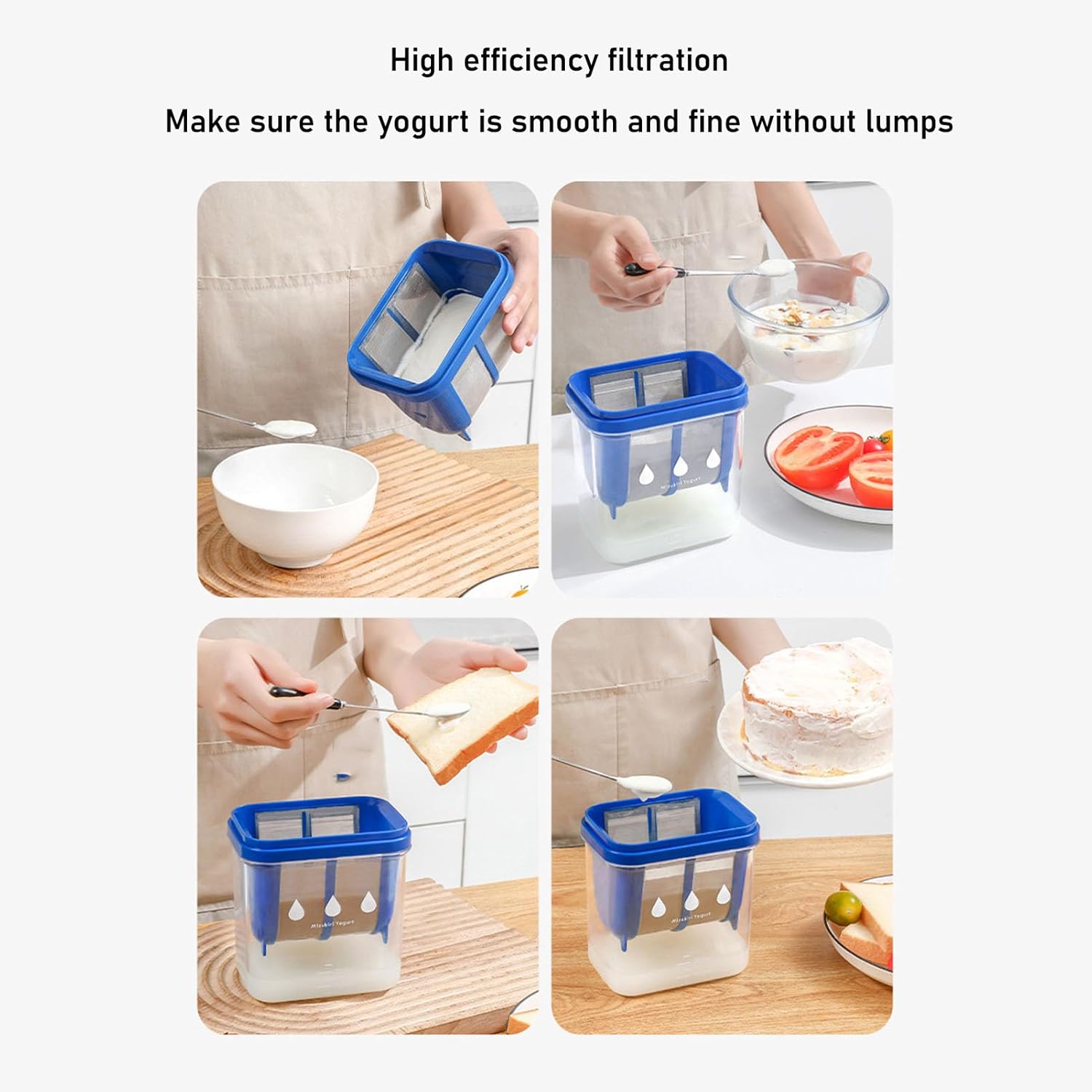 Fabricante de yogur griego, colador eficiente para hacer yogurt de gran capacidad, separador de suero de leche, yogur reutilizable, utensilios de