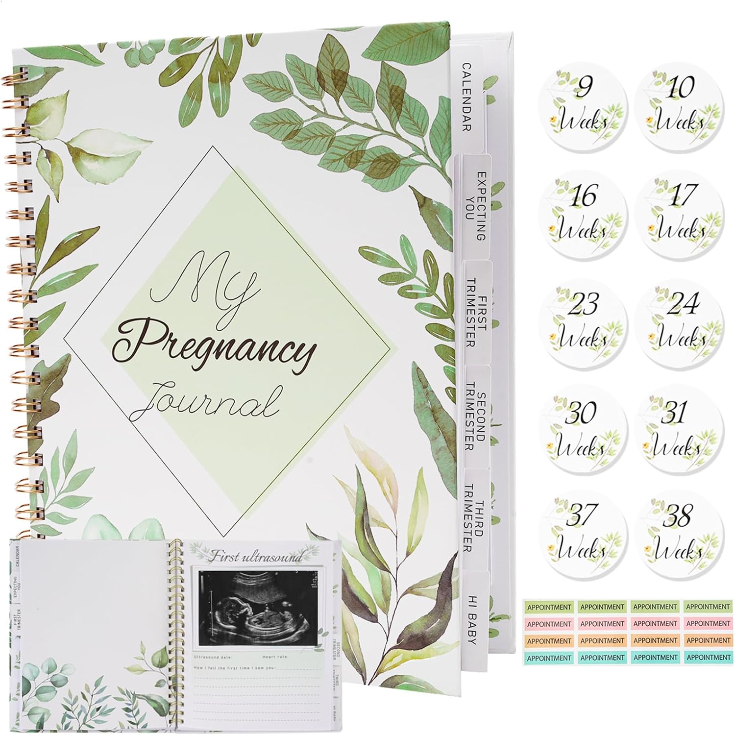 Diarios de embarazo para madres primerizas  Libro y planificador de embarazo de 118 páginas, artículos imprescindibles para el embarazo, con