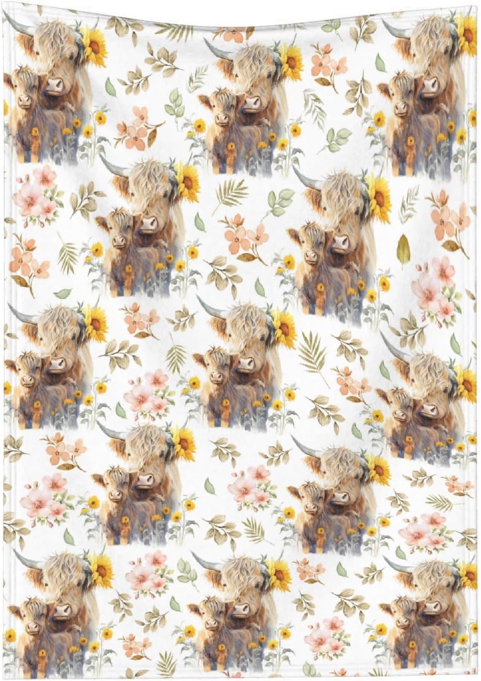 Highland Cow – Manta de franela ultra suave y acogedora, manta de forro polar ligera y mullida, manta de felpa cálida para sofá, cama, 40 x 50