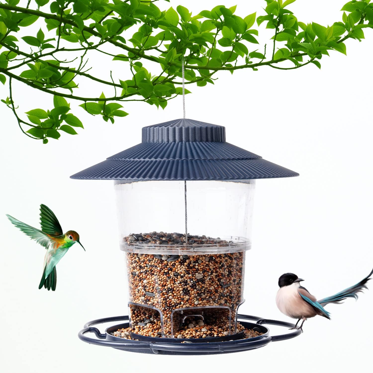Comedero retráctil antiardillas para colgar al aire libre, para decoración de jardín, patio, alimentación silvestre, observadores de aves, apto para