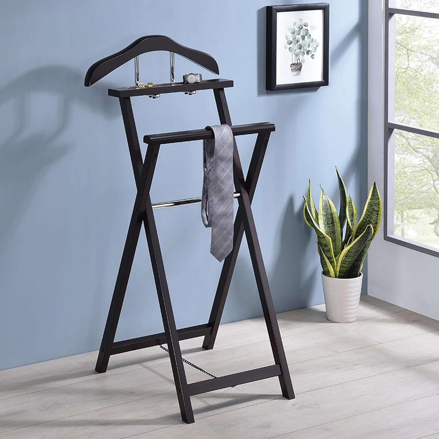 King’s Brand Furniture-Oliver – Organizador plegable de madera, color nogal