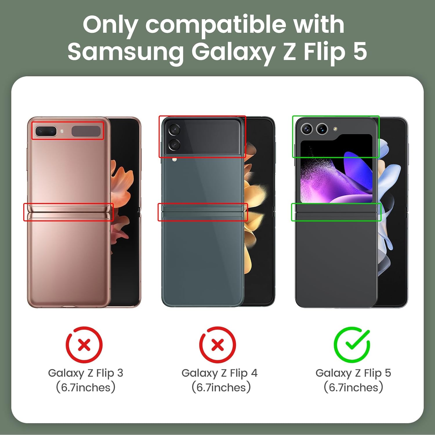 VEGO Funda para Galaxy Z Flip 5 con protector de pantalla, TPU anticaída, funda ultra delgada, resistente al desgaste, cubierta de parachoques de