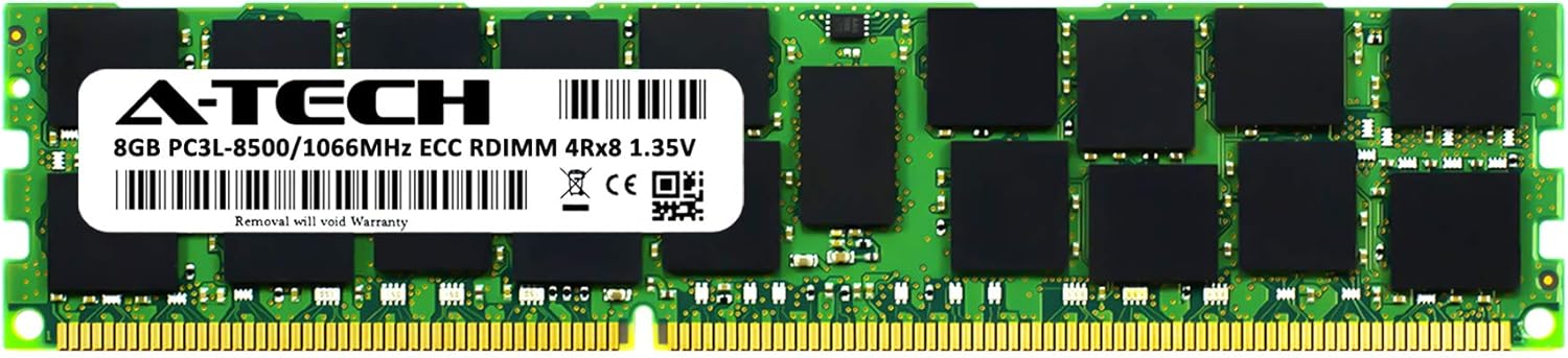 A-Tech Reemplazo de 8 GB de RAM para Elpida EBJ82RF8EDWA-AE-F  DDR3 1066MHz PC3-8500 RDIMM 4Rx8 1.35V ECC registrado 240 pines módulo de memoria de