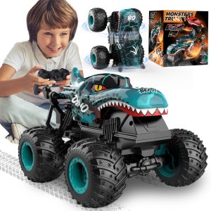 Monster Truck Toys, 2.4Ghz RC Monster Trucks para niños, 120 dinosaurio RC coches con luz y música, camión de control remoto con acrobacia, giro de Monster Truck Toys, 2.4Ghz RC Monster Trucks para niños, 120 dinosaurio RC coches con luz y música, camión de control remoto con acrobacia, giro de