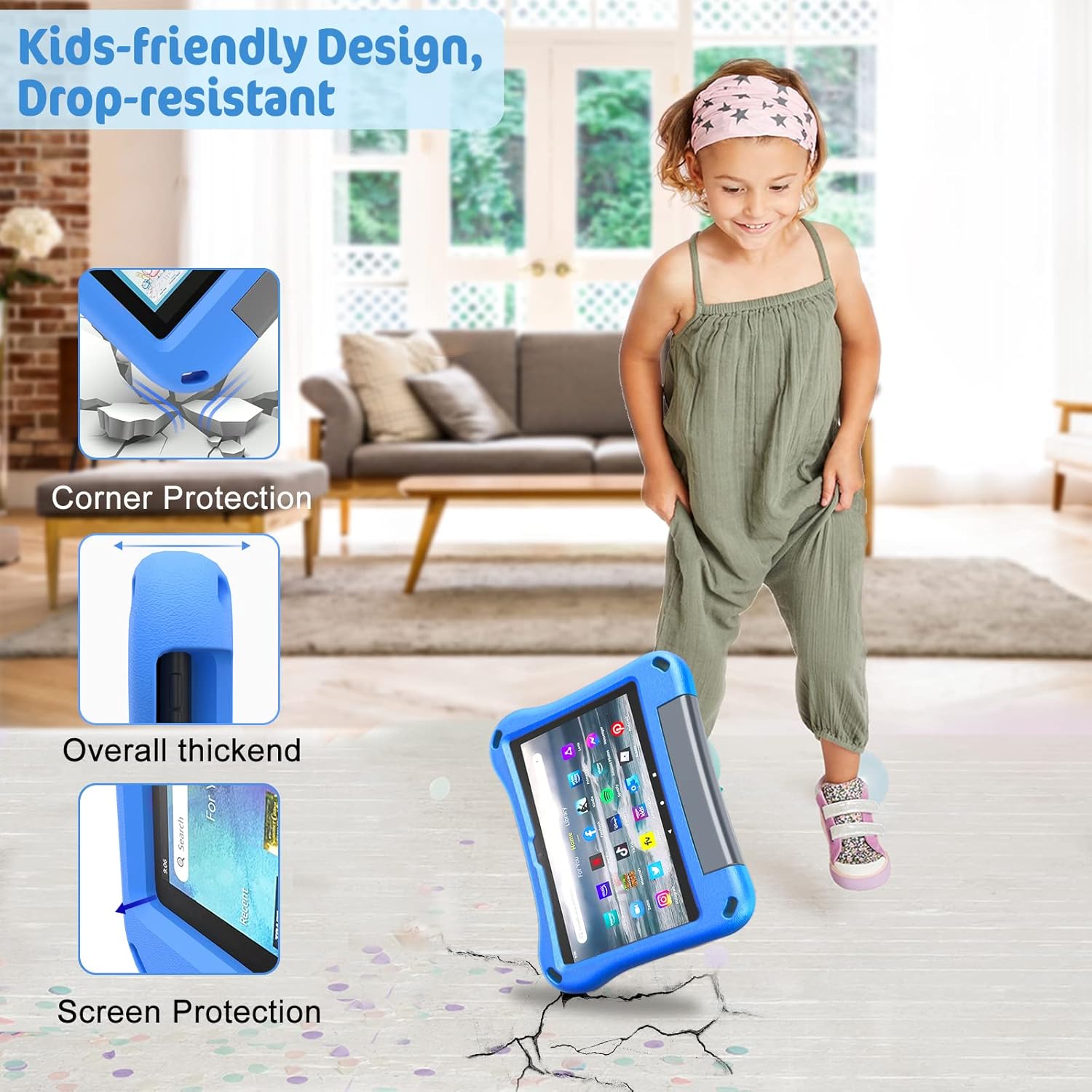 Ubearkk – Funda protectora para tablet Fire Max 11 para niños (versión 2023 de 13 generación), a prueba de golpes, ligera, de espuma EVA, con