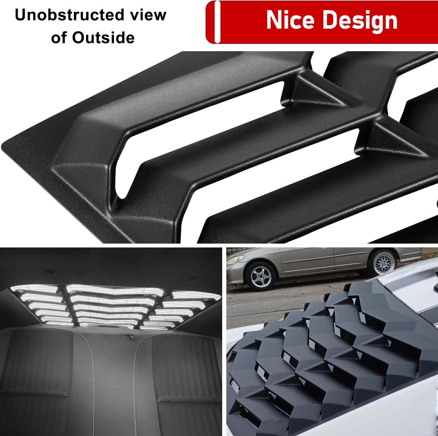 Persianas de ventana trasera para Chevrolet Chevy Camaro 2010 2011 2012 2013 2014 2015 ABS parabrisas cubierta de parasol estilo Lambo negro mate