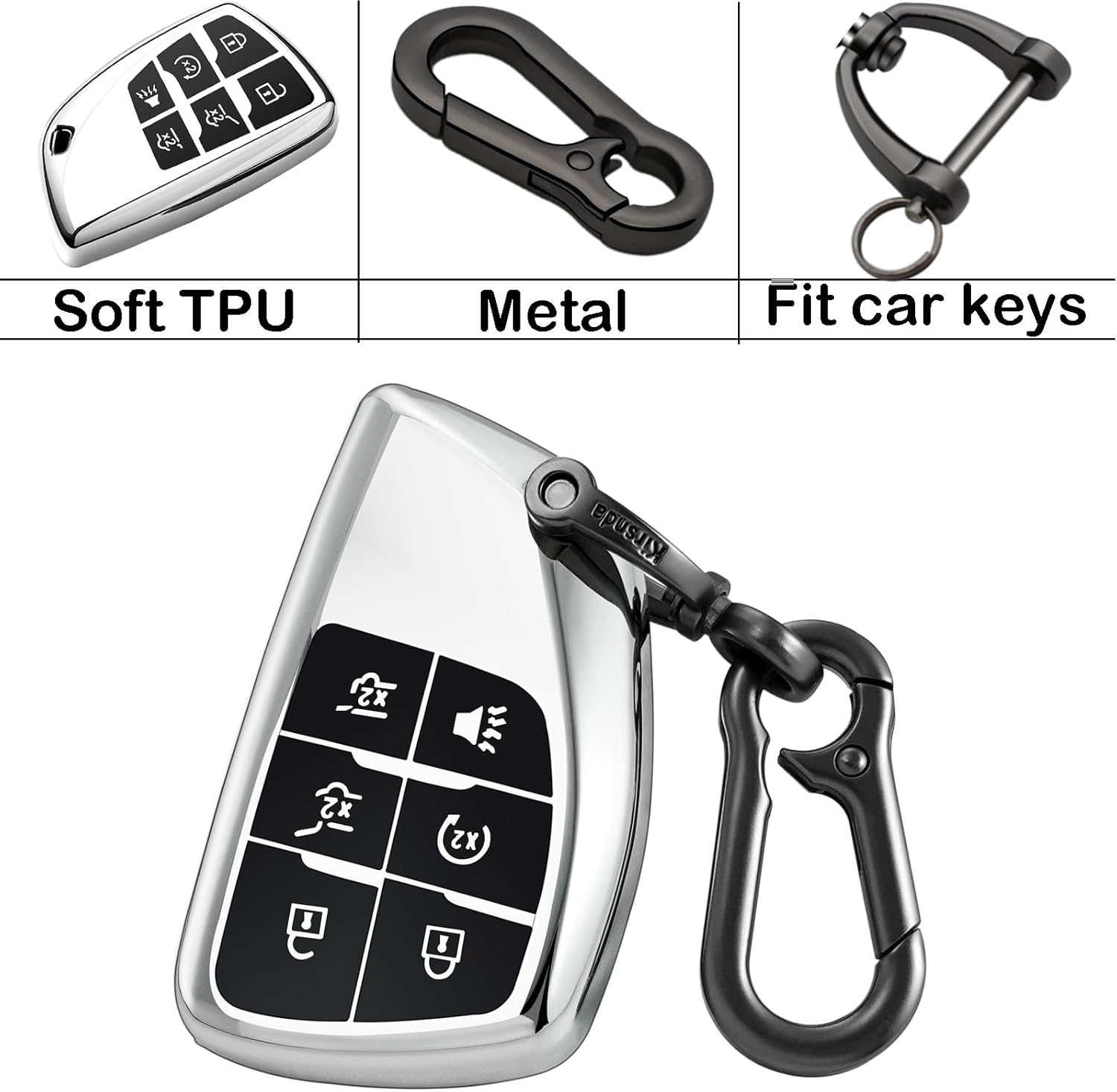 Kirsnda Funda para llavero Chevrolet con llavero, carcasa de TPU suave, 6 botones para llave de automóvil Suburban Corvette Tahoe 2021 2022