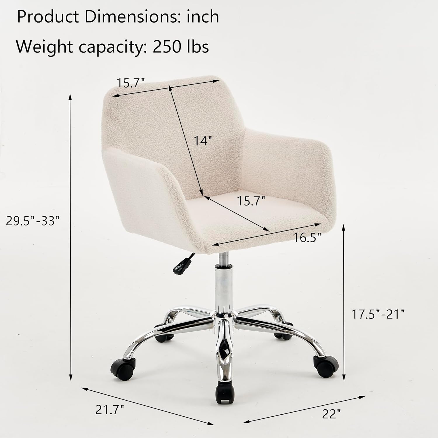Goujxcy Silla de oficina peluda, silla de escritorio giratoria de piel sintética, silla de oficina en casa de piel sintética, silla tapizada de