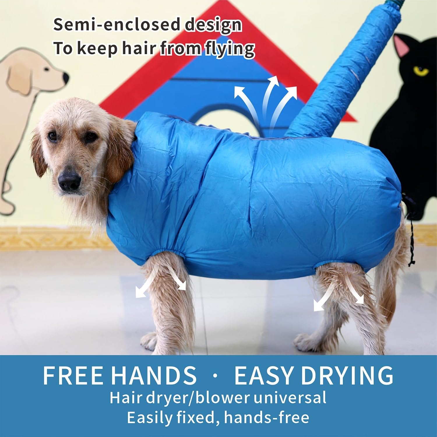 Mascota perro, gato, cachorro, conejo, gatito, husky Goldendoodle, caja de secado rápido para el baño, bata para máquina, bolsa de jaula, secadora