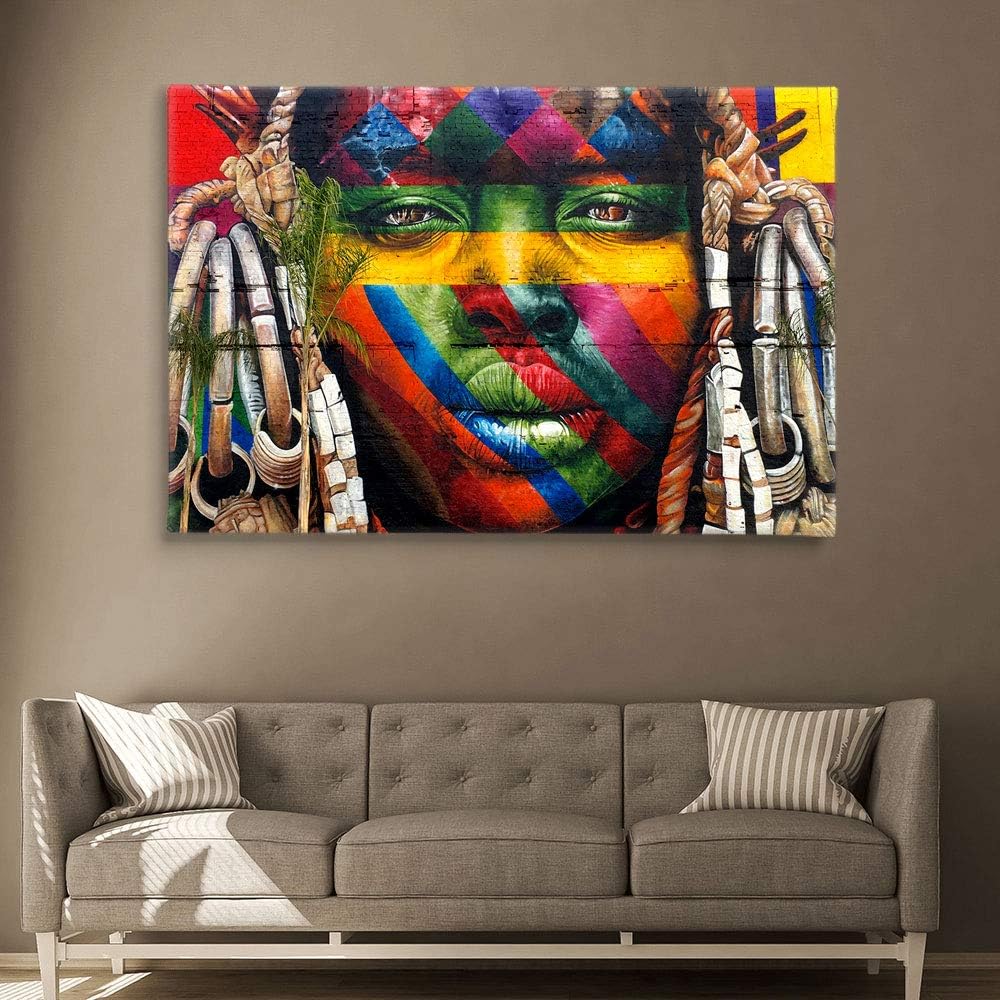 Blaze Canvas Eduardo Kobra – Lienzo decorativo para pared con graffiti africano, decoración del hogar (36 x 24 pulgadas envuelto en galería)