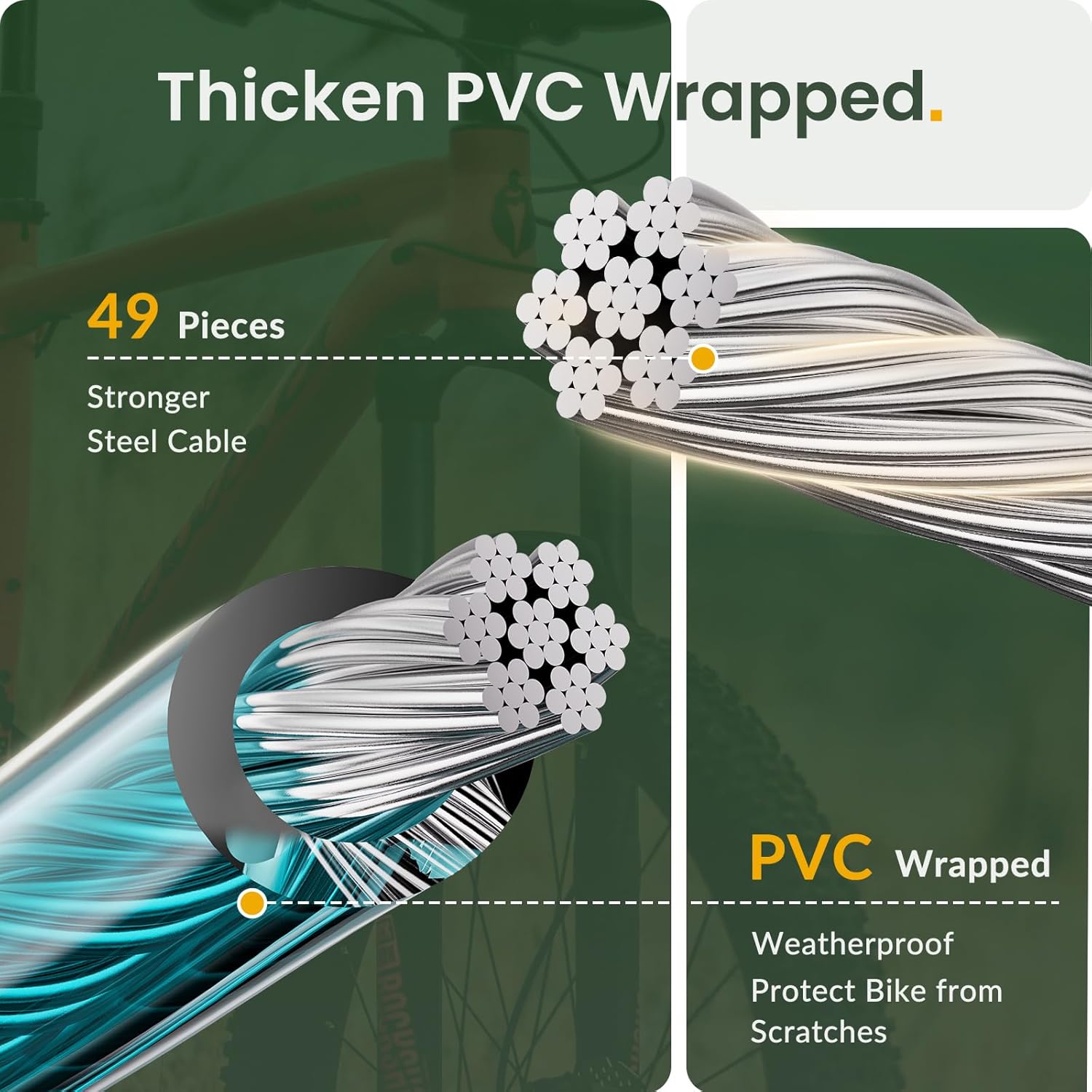 Titanker Cable de bloqueo de bicicleta, bloqueo de cable de bicicleta de 4 pies, bloqueo de cable básico autoenrollable para niños, combinación con